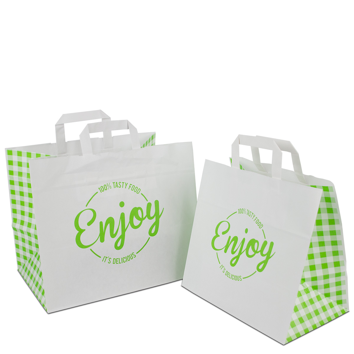 Papieren take Away tassen - Enjoy groen- wit